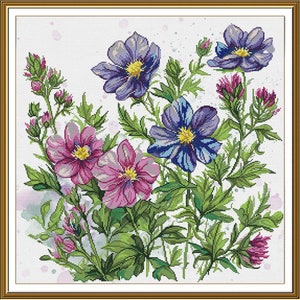 Telpatroon bloemen DIY onbedrukt canvas