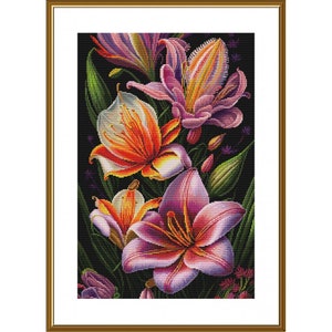 Telpatroon Lelies Bloemen DIY Onbedrukt canvas