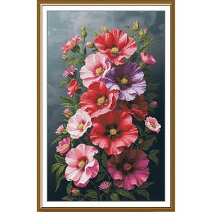 Borduurpakket Malve Flowers DIY Onbedrukt canvas