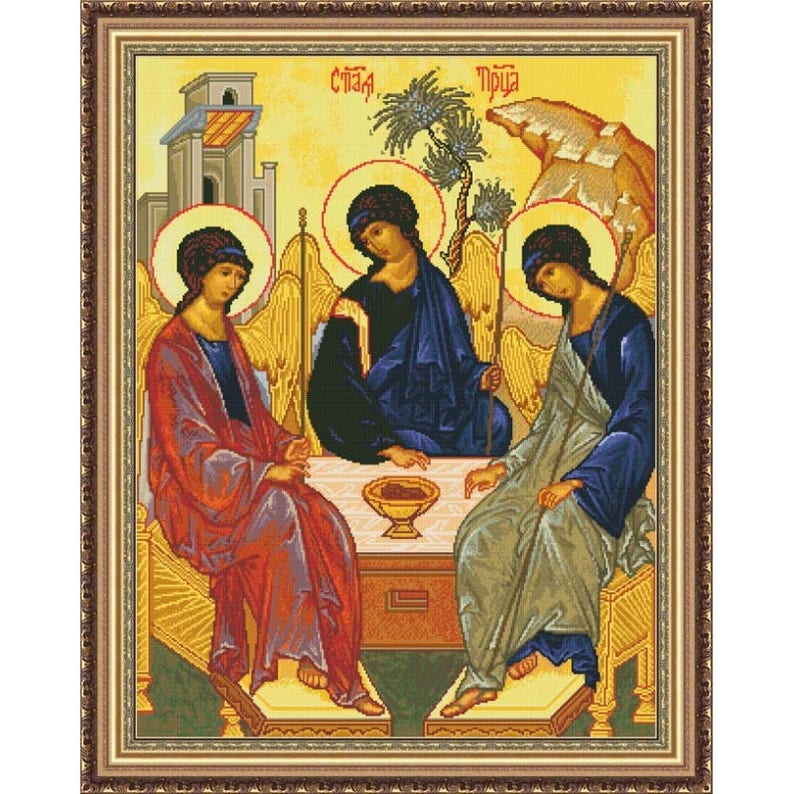Counted Cross stitch kit Orthodox Christian icon Trinity Etsy
