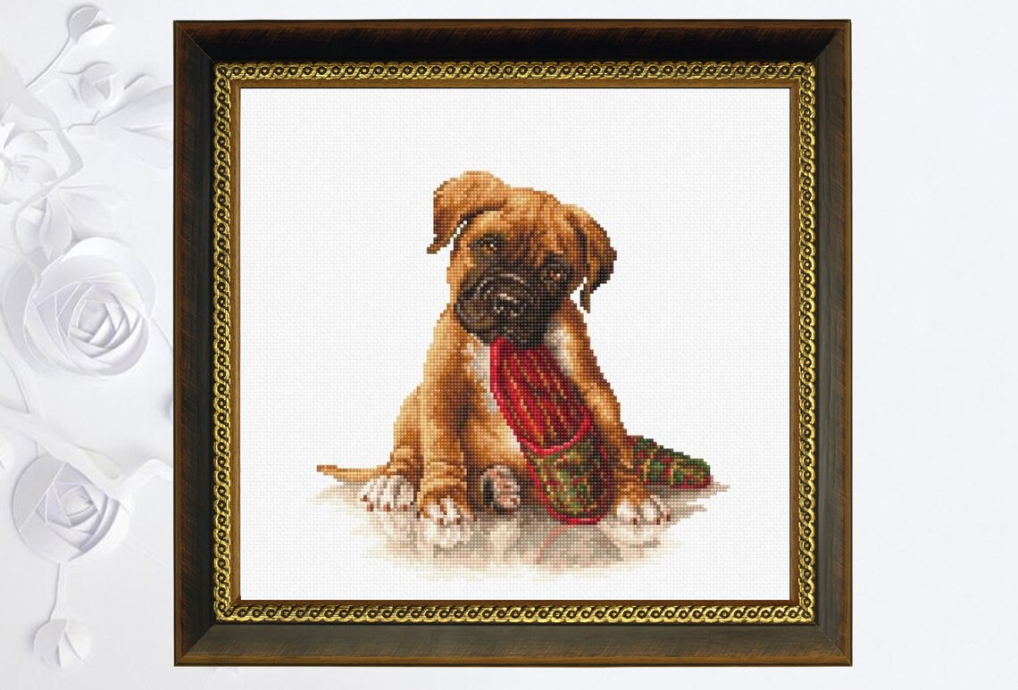 Counted Cross Stitch Kit Dog Boxer DIY Lucas Kit Modern Cross Etsy