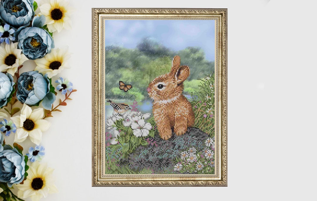Bead Embroidery Kit Rabbit DIY Beadwork Kit Beading Kit Hand - Etsy