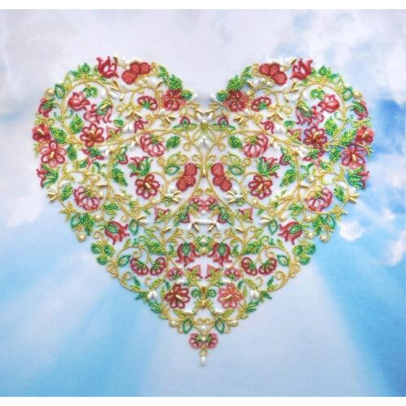 Bead Embroidery kit Heart DIY Beadwork kit Beading kit Hand Etsy