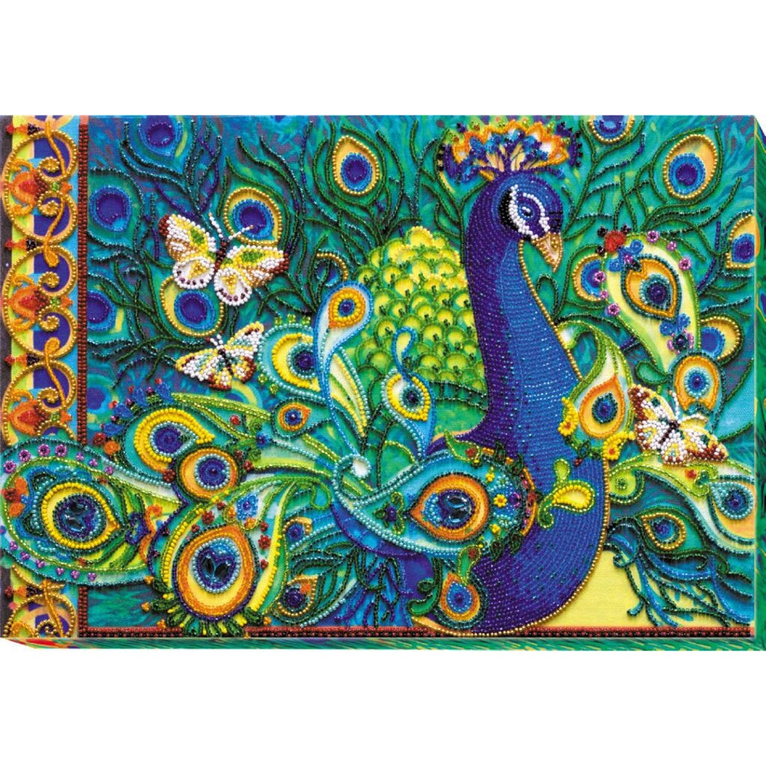Bead Embroidery Kit Peacock DIY Beadwork Kit Beading Kit Hand Etsy