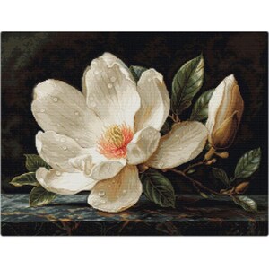 Borduurpakket Magnolia Flowers DIY Luca-s Onbedrukt canvas