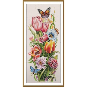 Telpatroon Lentebloemen DIY Onbedrukt canvas