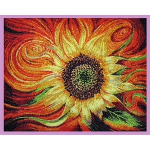 Bead Embroidery Kit Sunflower DIY Beadwork kit Beading kit Hand embroidery Beaded Stitching