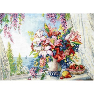 Borduurpakket Bloemen Zeegeur DIY Onbedrukt canvas