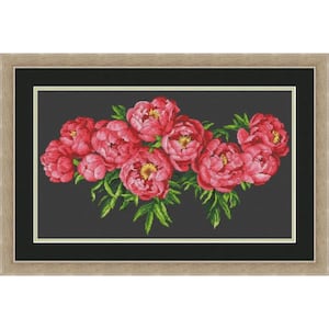 Borduurpakket Rode pioenrozen Bloemen DIY Onbedrukt canvas