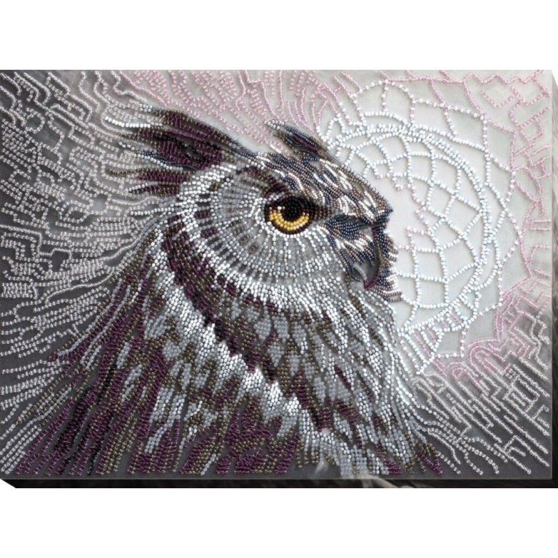 Bead Embroidery kit Owl DIY Beadwork kit Beading kit Hand embroidery Beaded Stitching