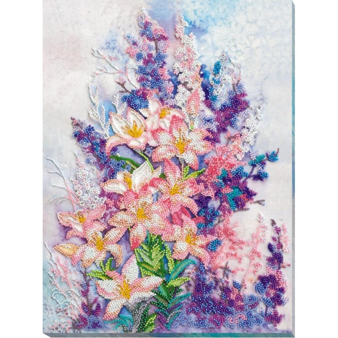 Bead Embroidery Kit Pink Flowers DIY Beadwork Kit Beading Kit Etsy