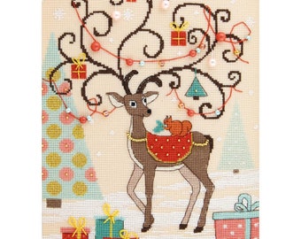 Counted Cross Stitch Kit Christmas deer DIY Unprinted canvas