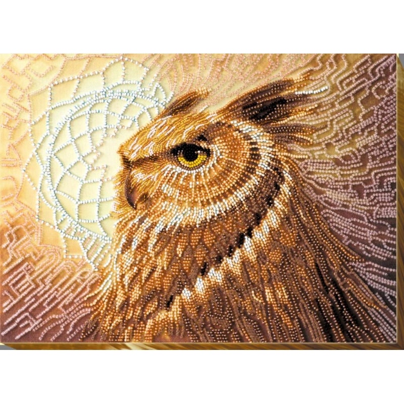 Bead Embroidery kit Owl DIY Beadwork kit Beading kit Hand embroidery Beaded Stitching