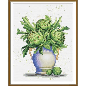 Telpatroon Artisjokbloemen DIY Onbedrukt canvas