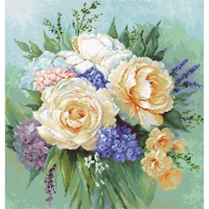 Borduurpakket bloemen DIY Luca-s onbedrukt canvas