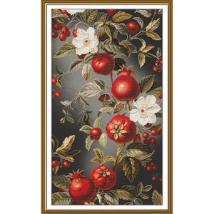 Telpatroon granaatappelbloemen DIY Onbedrukt canvas