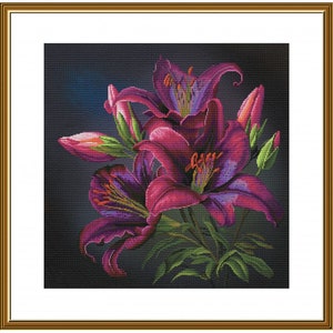 Telpatroon Night Lilies Flowers DIY Onbedrukt canvas