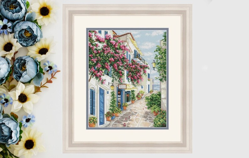 Counted Cross Stitch Kits Sunny Greece DIY Modern Cross Stitch Kit Hand Embroidery kit Unprinted canvas