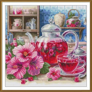 Telpatroon Bloementhee DIY Onbedrukt canvas