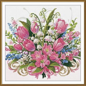 Telpatroon Lentebloemen DIY Onbedrukt canvas