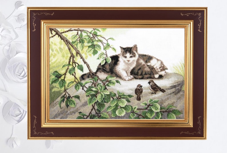 Counted Cross Stitch Kit Cats DIY Modern Cross Stitch Kit Hand Embroidery Kit Unprinted canvas