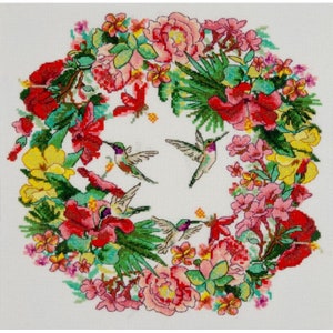 Borduurpakket Tropische geur Bloemen DIY Onbedrukt canvas