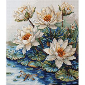 Telpatroon Het meer met lelies Bloemen DIY Luca-S Onbedrukt canvas