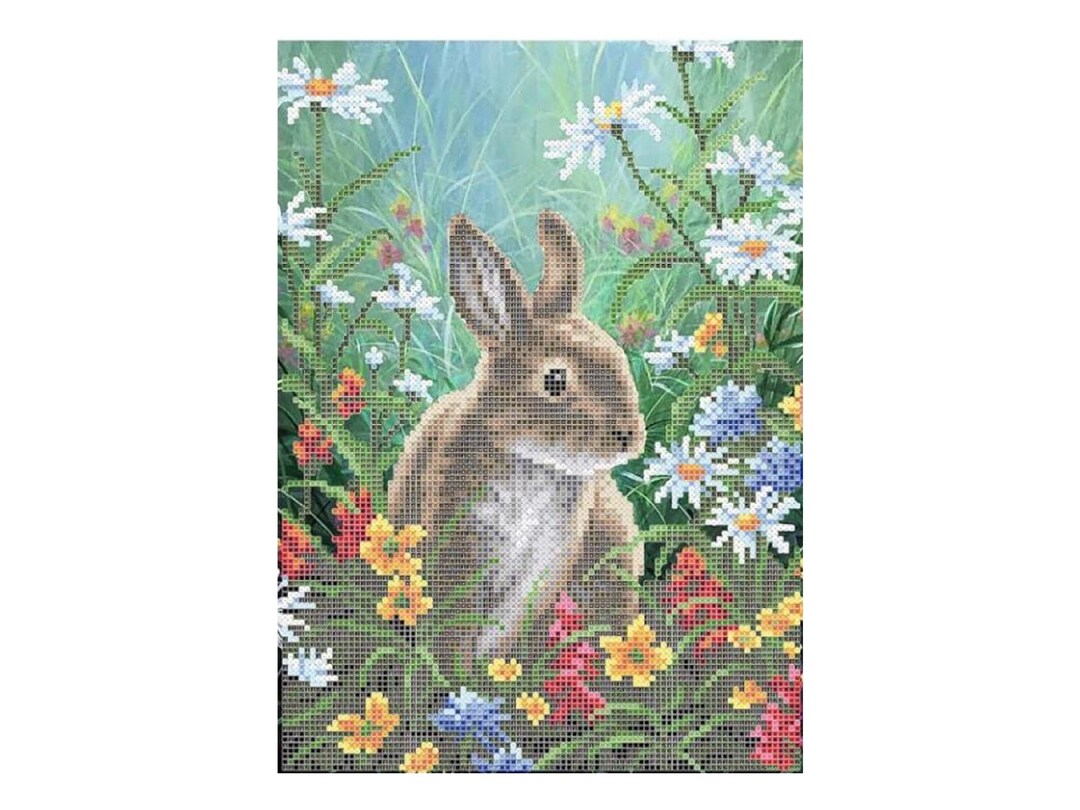 Bead Embroidery Kit Rabbit DIY Beadwork Kit Beading Kit Hand Embroidery ...