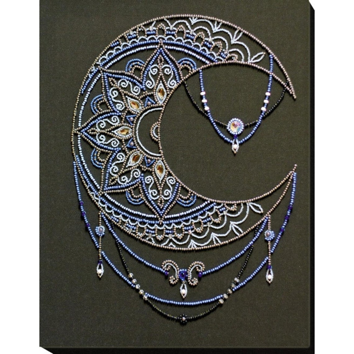 Bead Embroidery kit Moon pattern DIY Beadwork Beading Hand Etsy