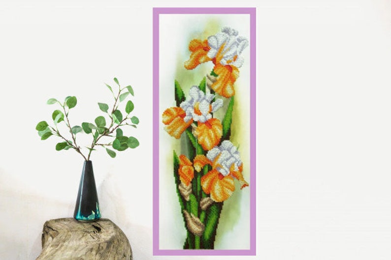 Bead Embroidery Kit Irises Flowers DIY Beadwork kit Beading kit Hand embroidery Beaded Stitching