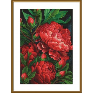 Telpatroon Pioenrozen Bloemen DIY Onbedrukt canvas