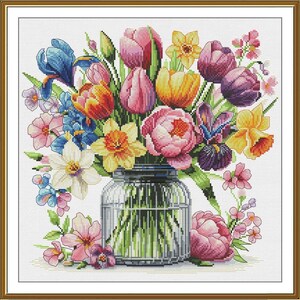 Telpatroon bloemen DIY onbedrukt canvas
