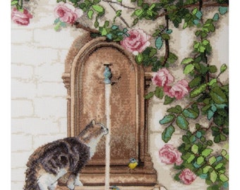 Counted Cross Stitch Kit Cat DIY Unprinted canvas