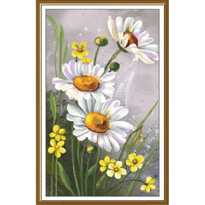 Telpatroon Madeliefjes Bloemen DIY Onbedrukt canvas