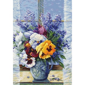 Borduurpakket bloemen DIY Luca-s onbedrukt canvas