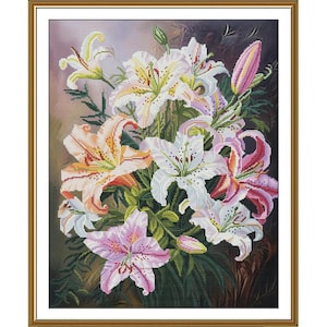 Telpatroon Lelies Bloemen DIY Onbedrukt canvas