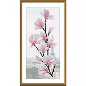Borduurpakket Magnoliabloemen DIY Onbedrukt canvas