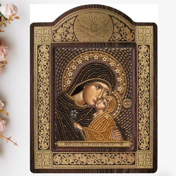 Bead Embroidery kit Stickpackung Heilige Hanna mit Kind Maria DIY Perlenstickerei Perlenstickerei Handstickerei Perlenstickerei