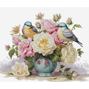 Telpatroon Rozen Bloemen DIY Luca-S Onbedrukt canvas