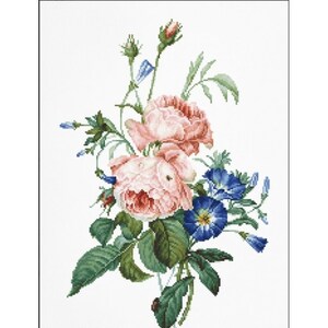 Borduurpakket Boeket met rozen DIY Luca-s Onbedrukt canvas
