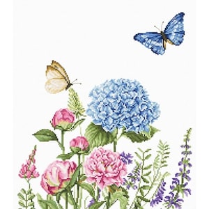 Borduurpakket Zomerbloemen en vlinders DIY Luca-s Onbedrukt canvas