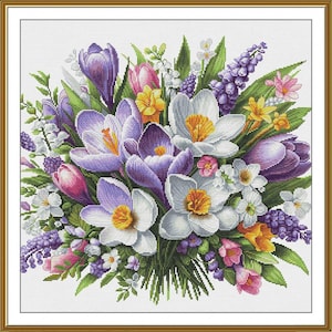 Telpatroon bloemen DIY onbedrukt canvas
