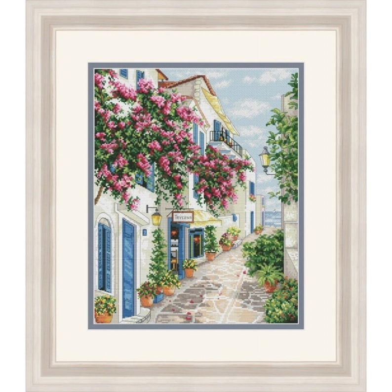 Counted Cross Stitch Kits Sunny Greece DIY Modern Cross Stitch Kit Hand Embroidery kit Unprinted canvas