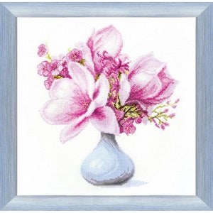 Telpatroon Magnolia Bloemen DIY Onbedrukt canvas