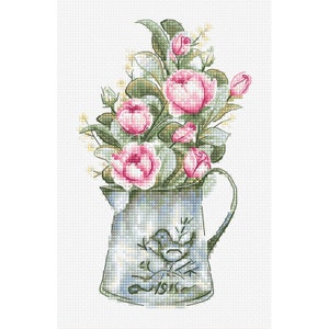 Borduurpakket rozen bloemen DIY Luca-S onbedrukt canvas