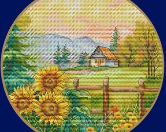 Counted Cross Stitch Kit Summer DIY Unprinted canvas