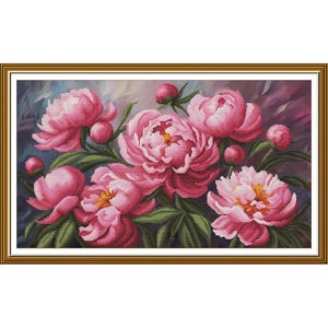 Telpatroon Pioenrozen Bloemen DIY Onbedrukt canvas