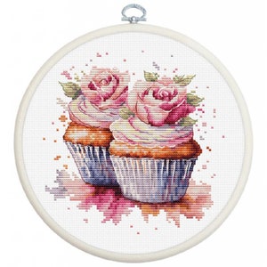 Telpatroon Cupcakes Luca-S DIY Onbedrukt canvas