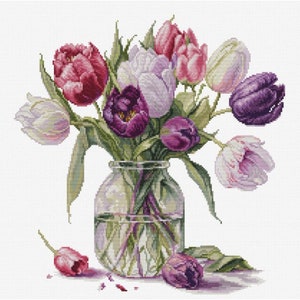 Telpatroon Tulpen Bloemen Luca-S DIY Onbedrukt canvas