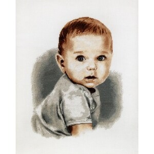 Telpatroon Een baby met blauwe ogen DIY Onbedrukt canvas